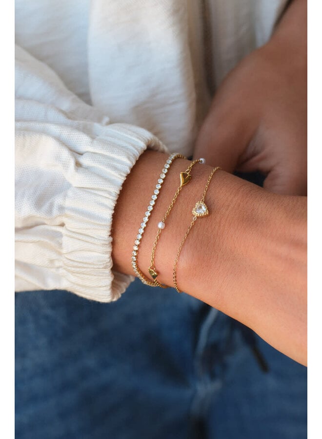 Armband met Hartjes en Imitatieparels Goud