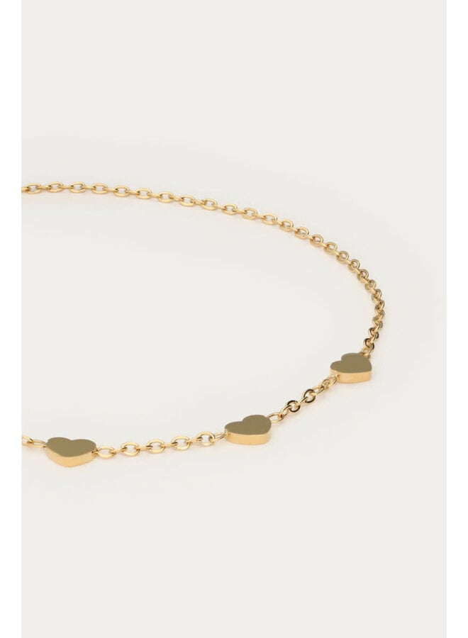 Graduation Armband Drie Hartjes Goud