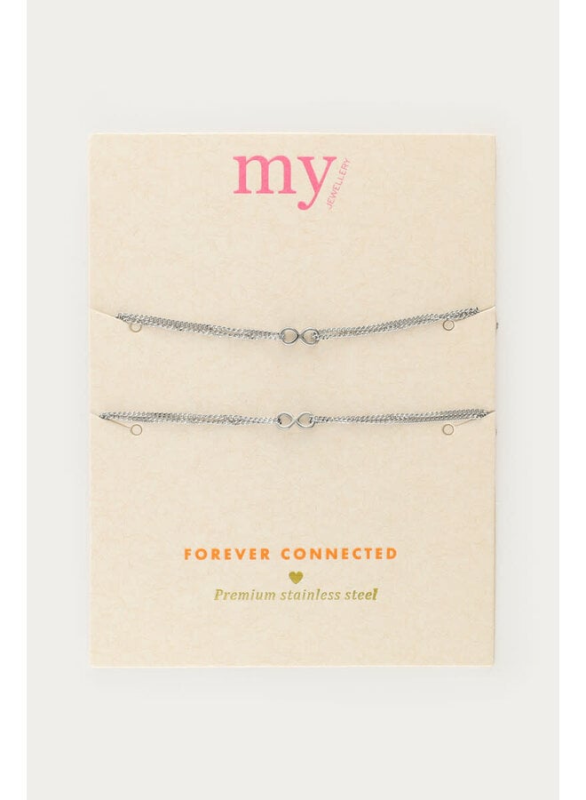 Forever Connected Armbanden Infinity  Set Zilver