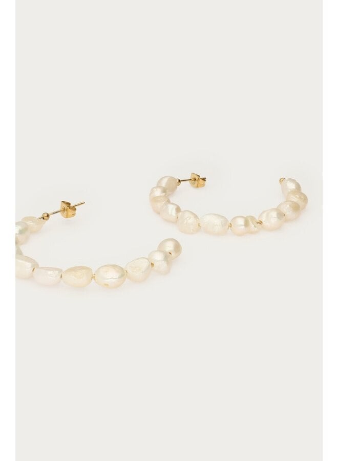 Statement Oorringen met Natuurlijke Parels Goud