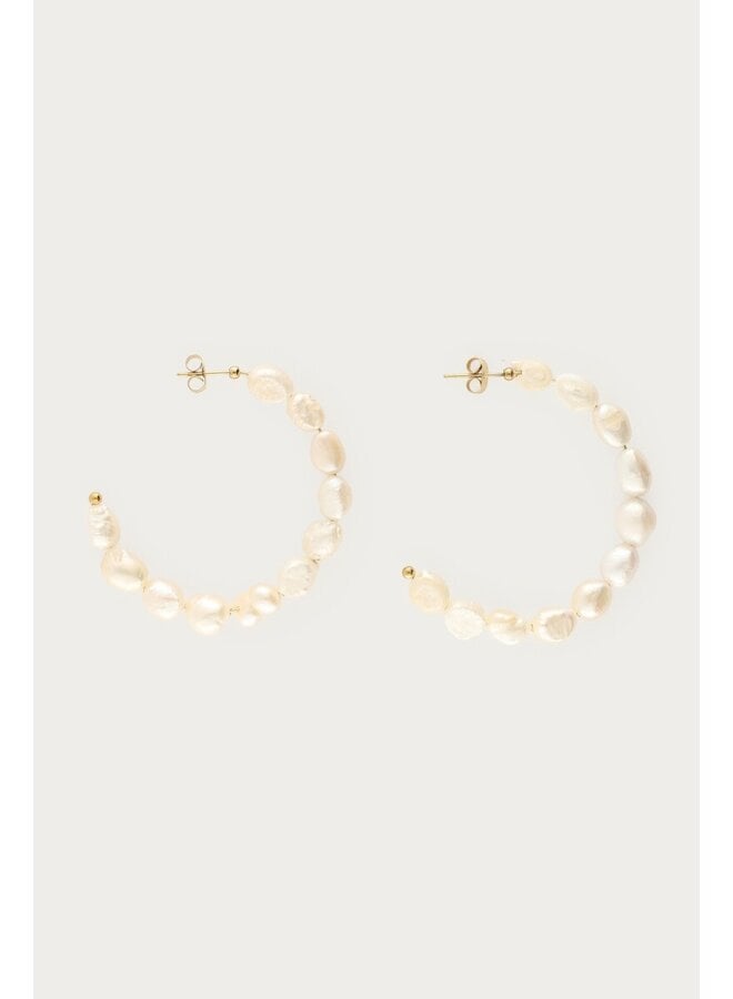 Statement Oorringen met Natuurlijke Parels Goud