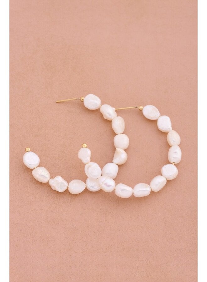 Statement Oorringen met Natuurlijke Parels Goud