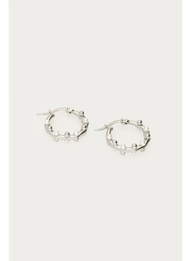 Oorringen met Dots en Mini Imitatieparels Zilver