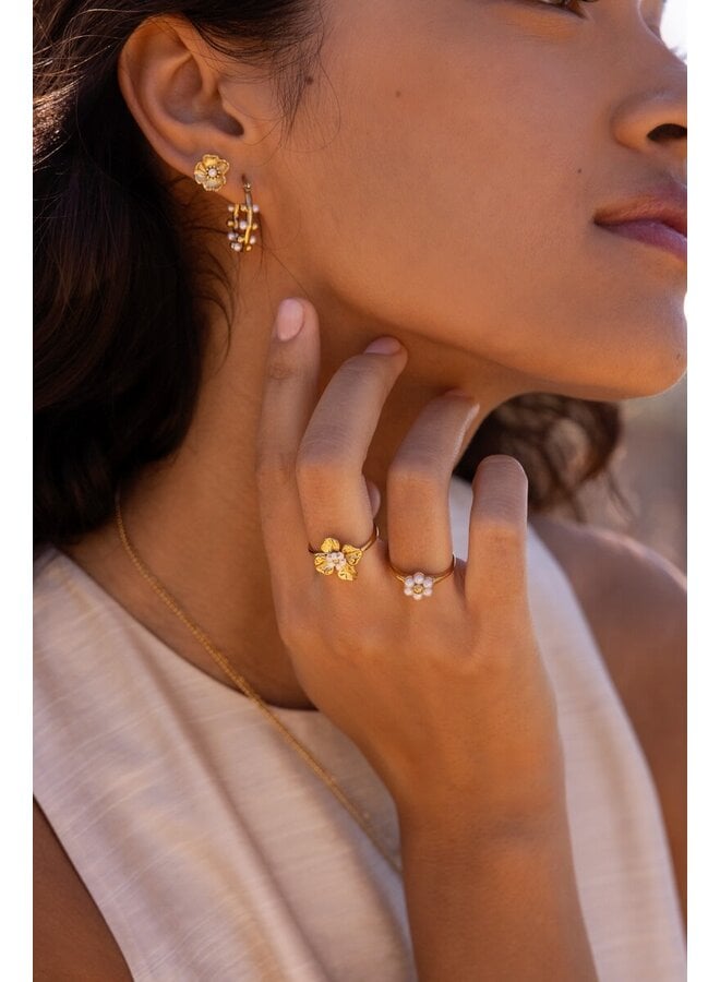 Oorringen met Dots en Mini Imitatieparels Zilver