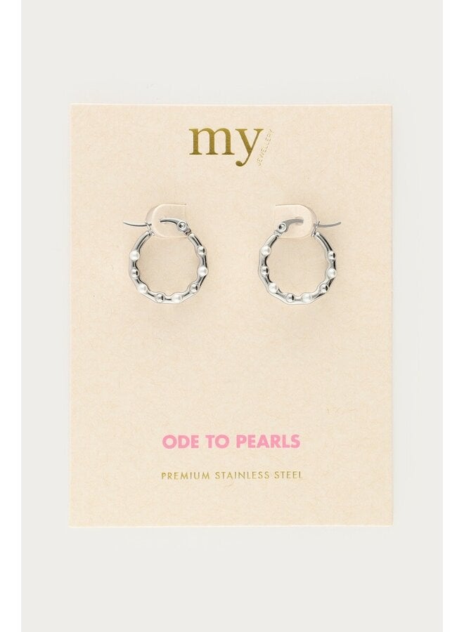 Oorringen met Dots en Mini Imitatieparels Zilver