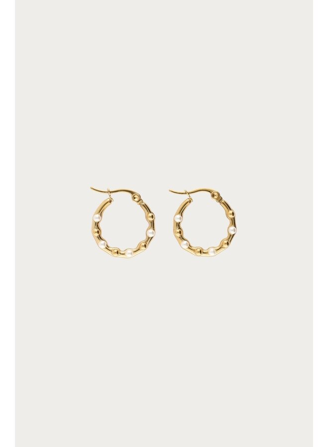 Oorringen met Dots en Mini Imitatieparels Goud