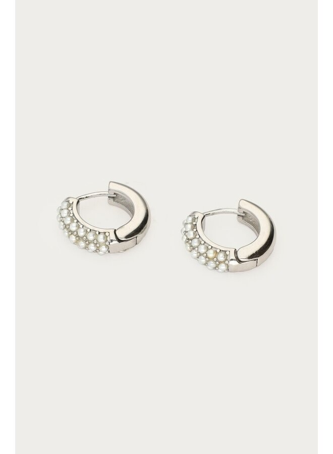 Oorringen met Mini Imitatieparels Zilver