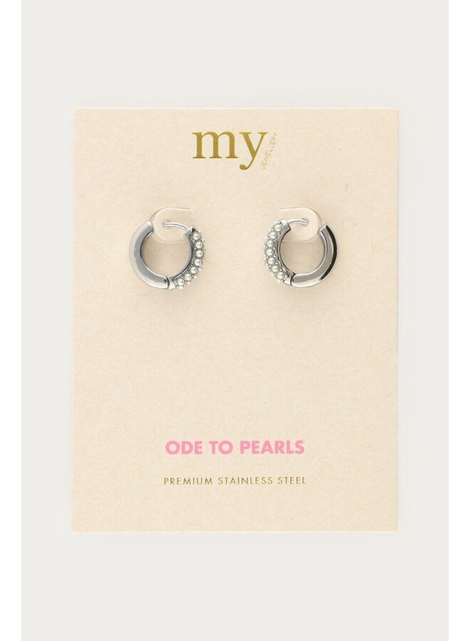 Oorringen met Mini Imitatieparels Zilver