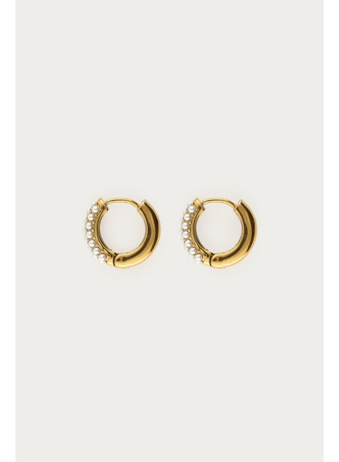 Oorringen met Mini Imitatieparels Goud