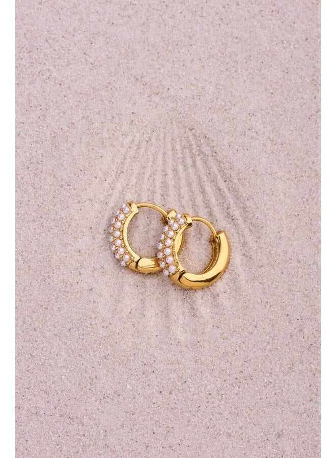 Oorringen met Mini Imitatieparels Goud