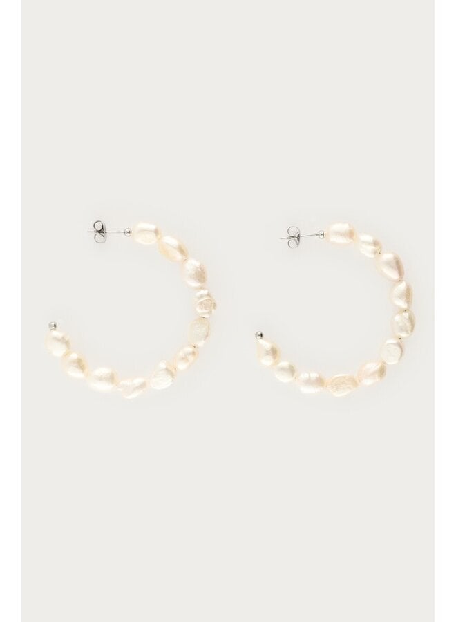 Statement Oorringen met Natuurlijke Parels Zilver