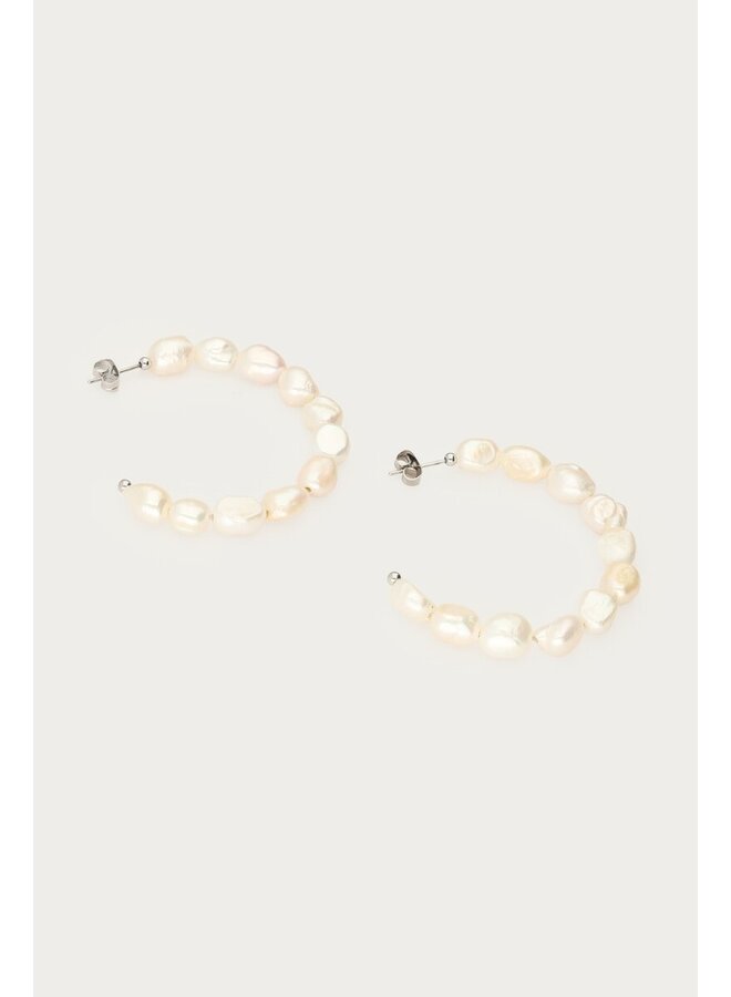 Statement Oorringen met Natuurlijke Parels Zilver