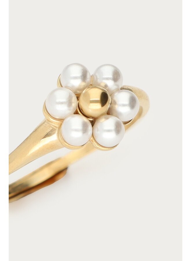 Ring met Zoetwaterparel Bloem Goud