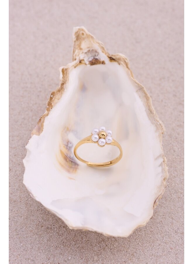 Ring met Zoetwaterparel Bloem Goud