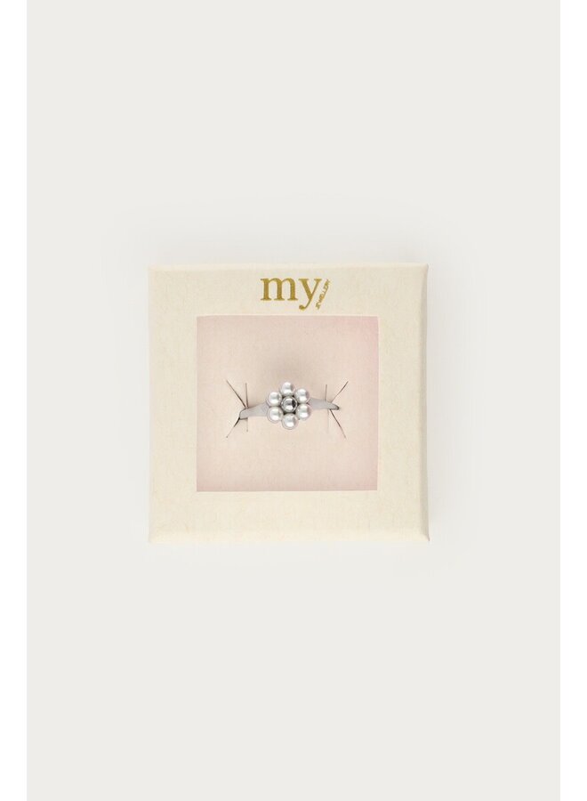 Ring met Zoetwaterparel Bloem Zilver