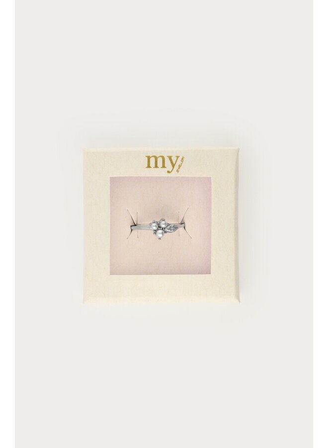 Ring met Zoetwaterparels en Strass Stenen Zilver