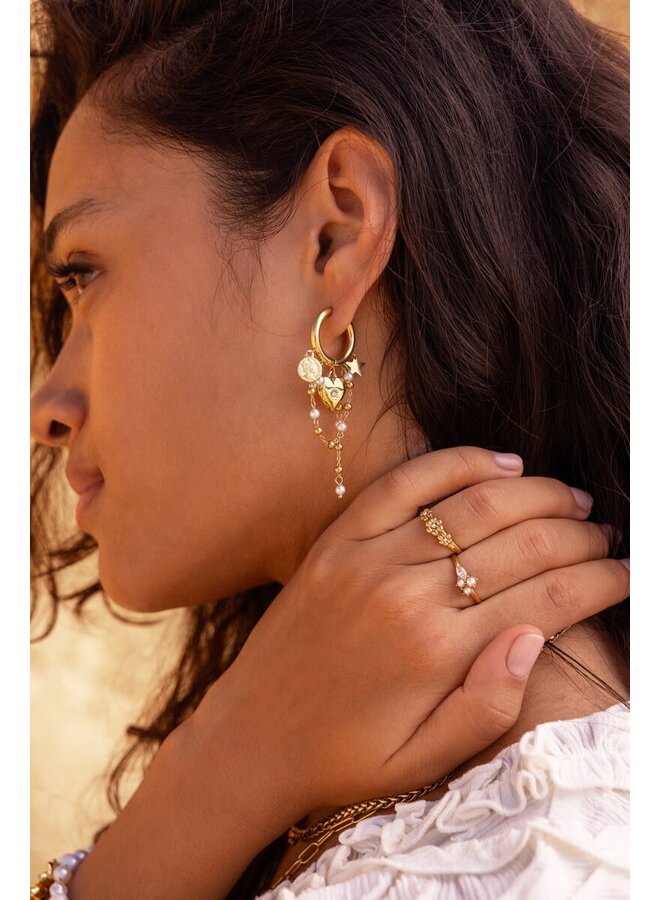 Ring met Zoetwaterparels en Strass Stenen Zilver