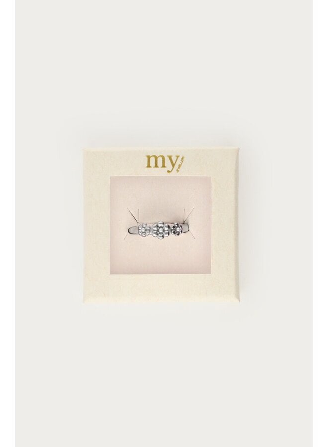 Ring met Drie Bloemen Zilver