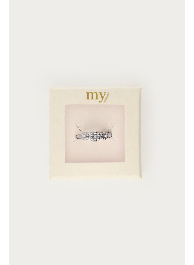 Ring met Drie Bloemen Zilver