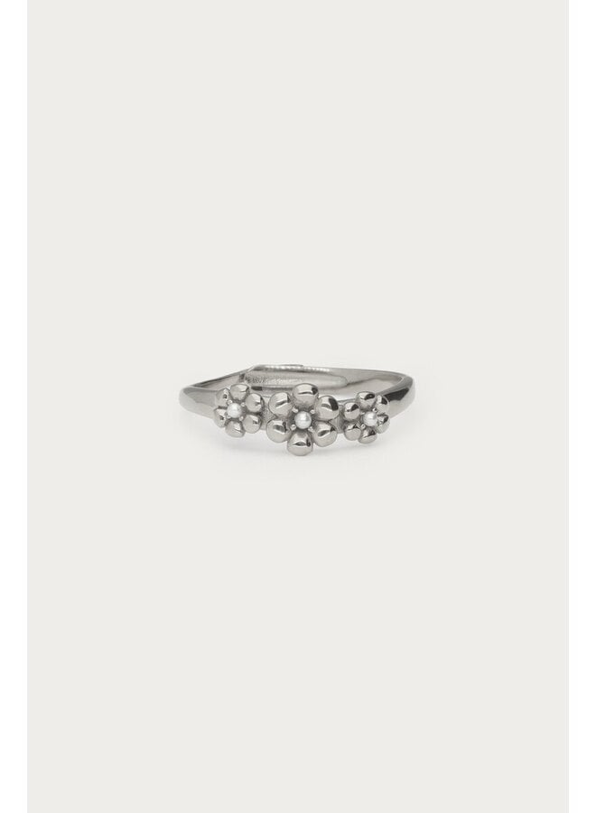 Ring met Drie Bloemen Zilver