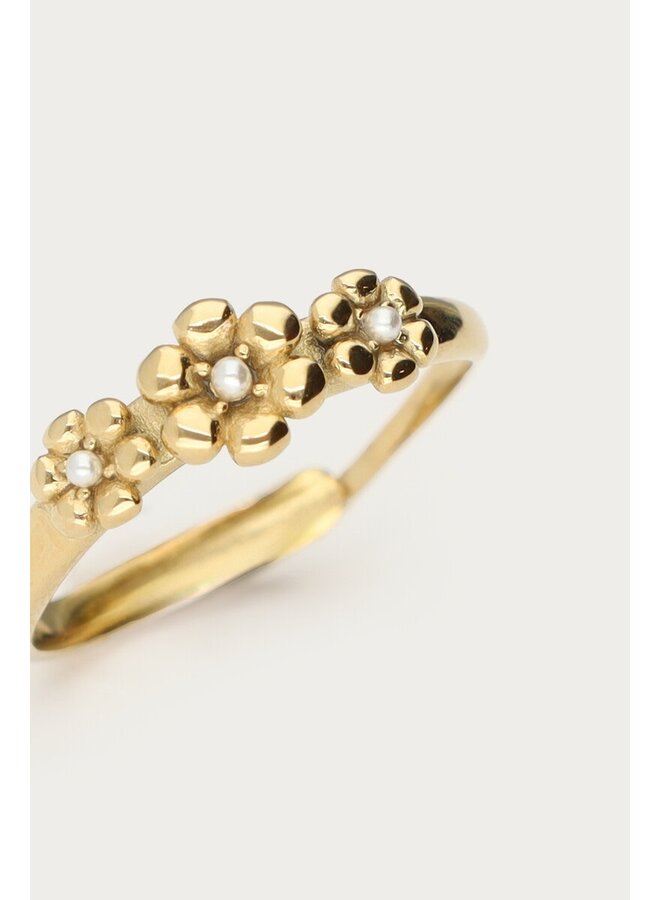 Ring met Drie Bloemen Goud
