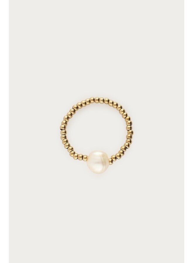 Stretch Ring met Natuurlijke Parel Goud