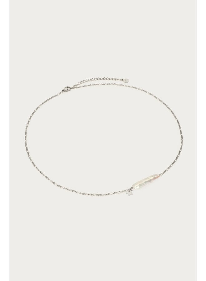 Ketting met Natuurlijke Parel Bar en Ster Zilver