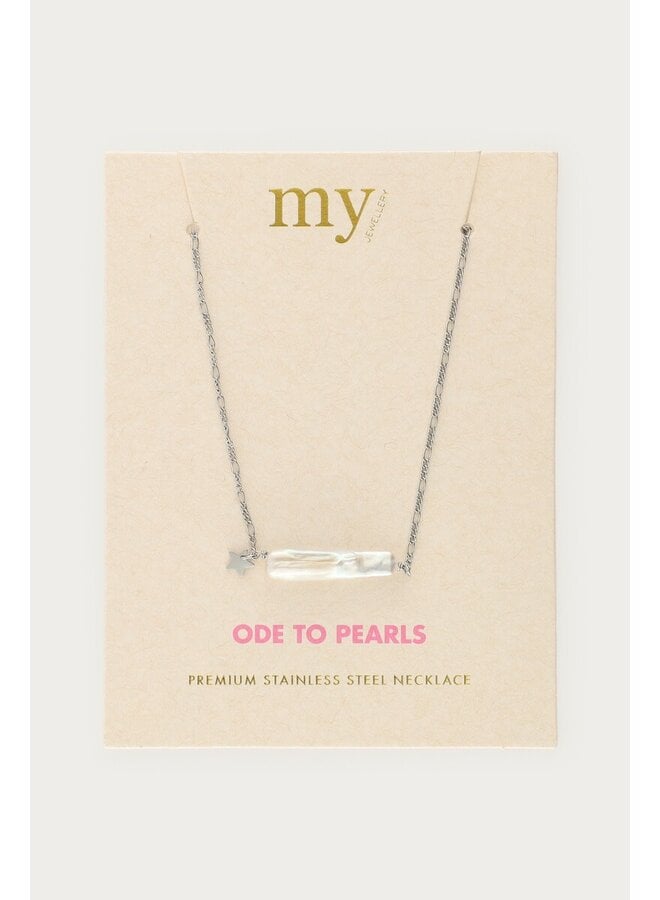 Ketting met Natuurlijke Parel Bar en Ster Zilver