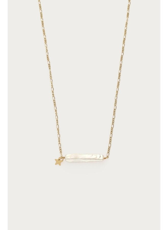 Ketting met Natuurlijke Parel  Bar en Ster Goud