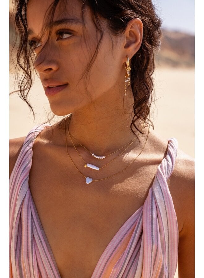 Ketting met Natuurlijke Parel  Bar en Ster Goud