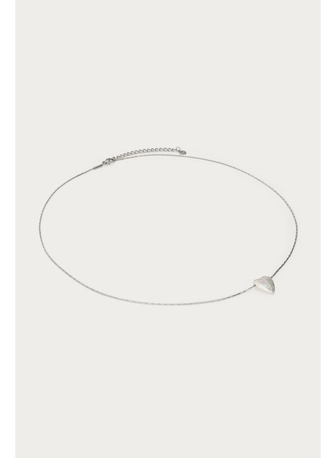 Minimalistische Ketting met Natuurlijk Parel Hartje Zilver