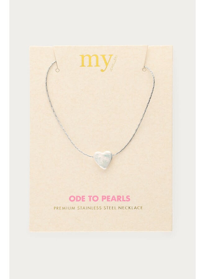 Minimalistische Ketting met Natuurlijk Parel Hartje Zilver