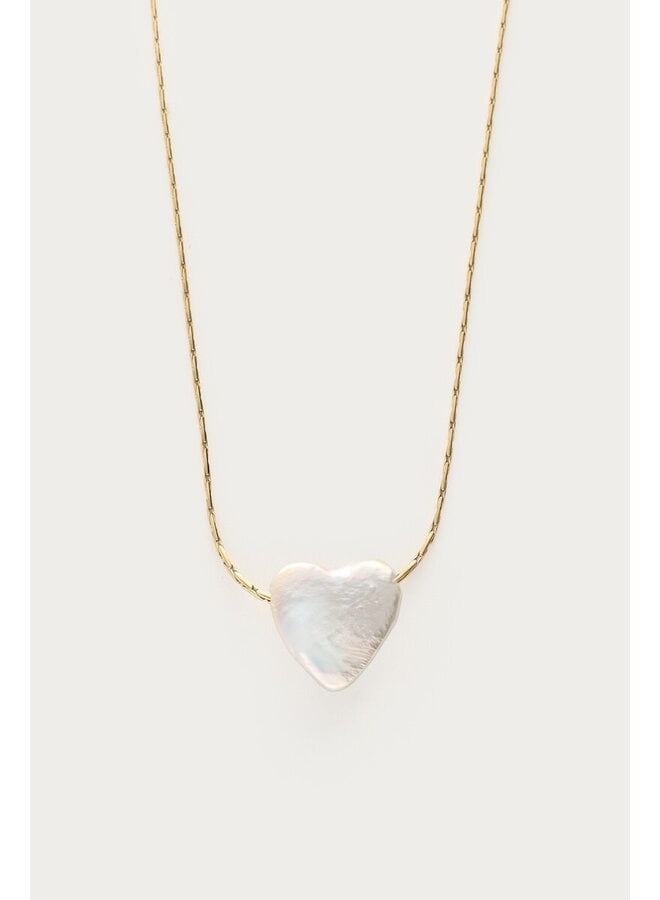 Minimalistische Ketting met Natuurlijk Parel Hartje Goud