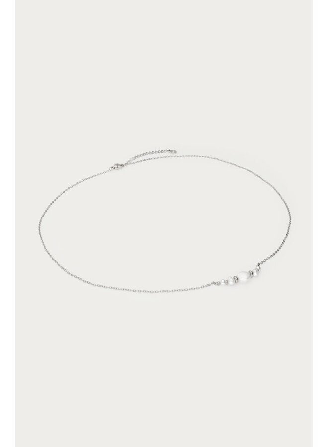 Ketting met Natuurlijke Parels en Kralen Zilver