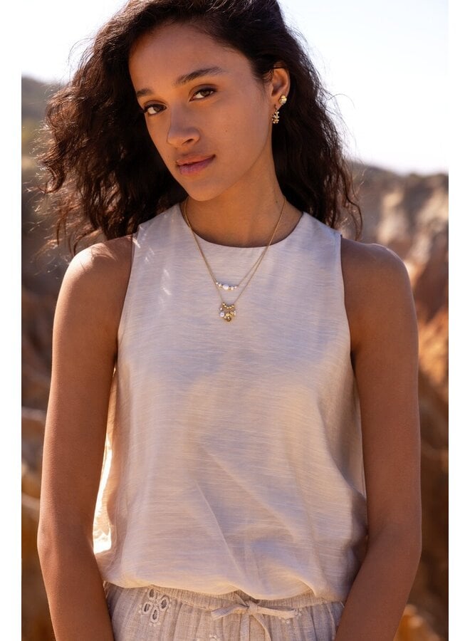 Ketting met Natuurlijke Parels en Kralen Zilver