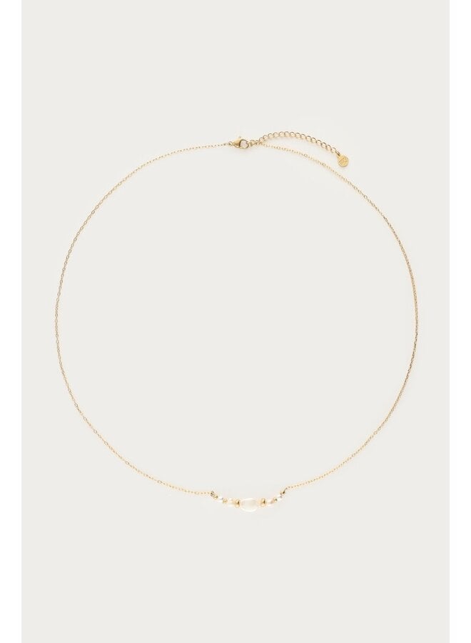 Ketting met Natuurlijke Parels en Kralen Goud