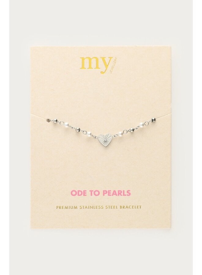 Armband met Hartje en Imitatieparels Zilver