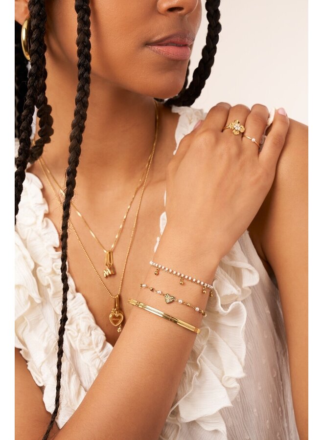 Armband met Hartje en Imitatieparels Zilver