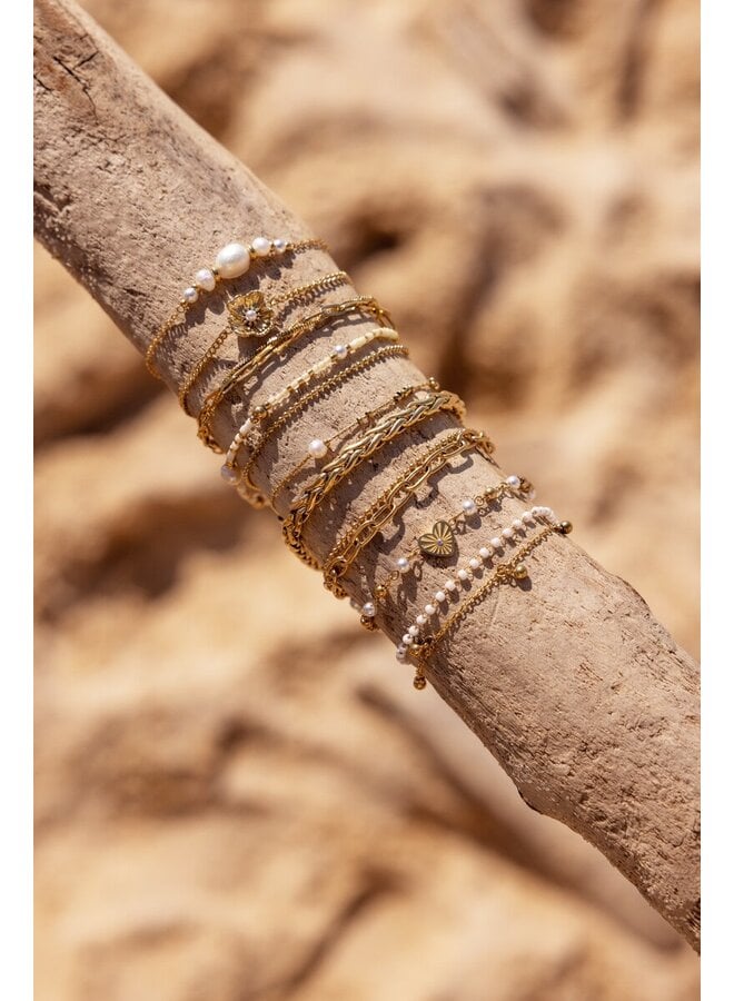 Armband met Hartje en Imitatieparels Goud