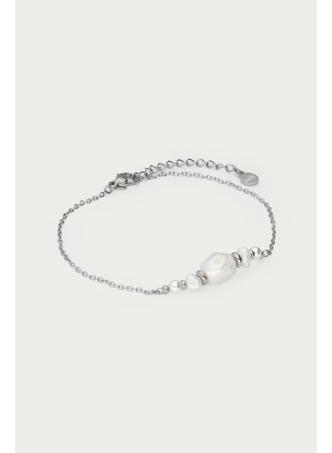 Armband met Natuurlijke Parels en Kralen Zilver