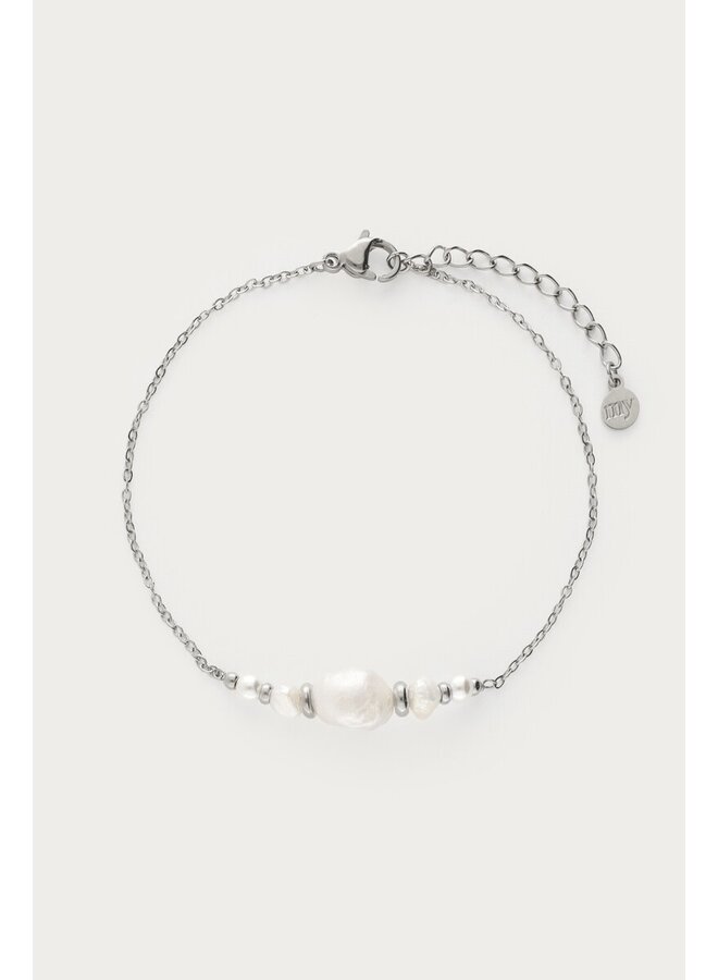 Armband met Natuurlijke Parels en Kralen Zilver