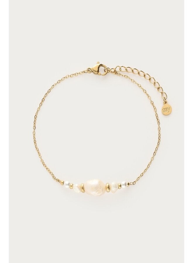Armband met Natuurlijke Parels en Kralen Goud