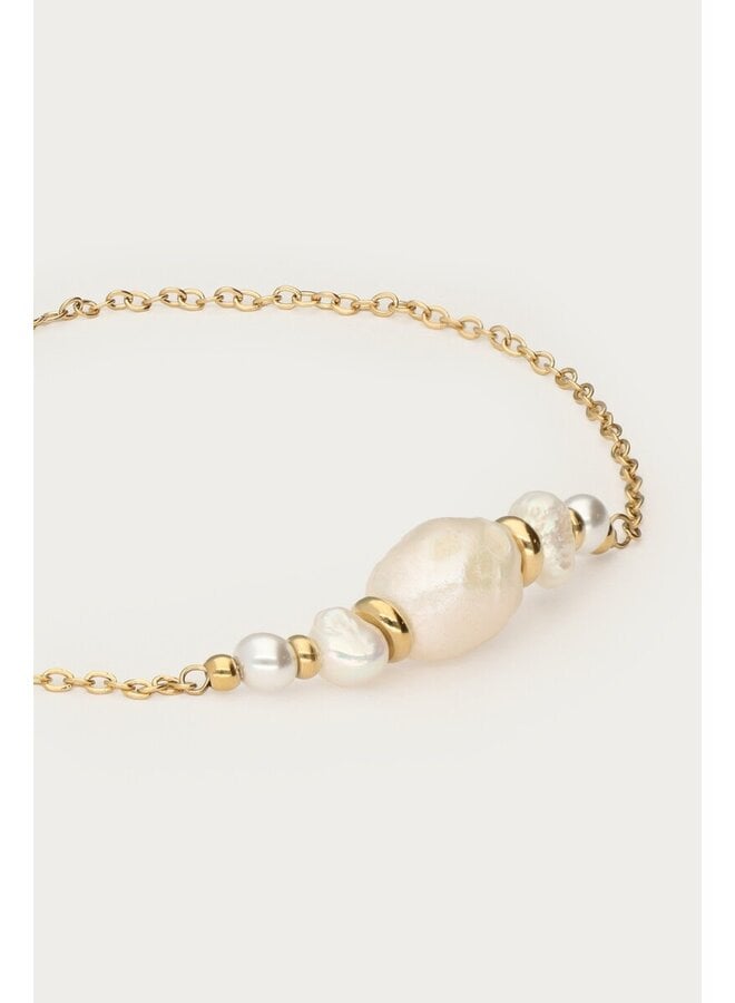 Armband met Natuurlijke Parels en Kralen Goud