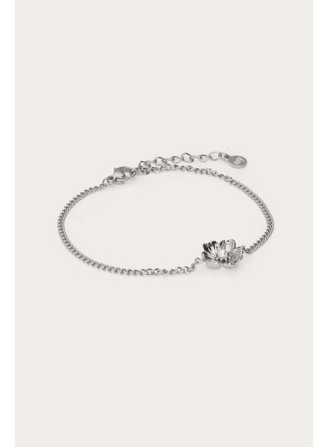 Armband met Ranonkel Bloem en Imitatieparel Zilver