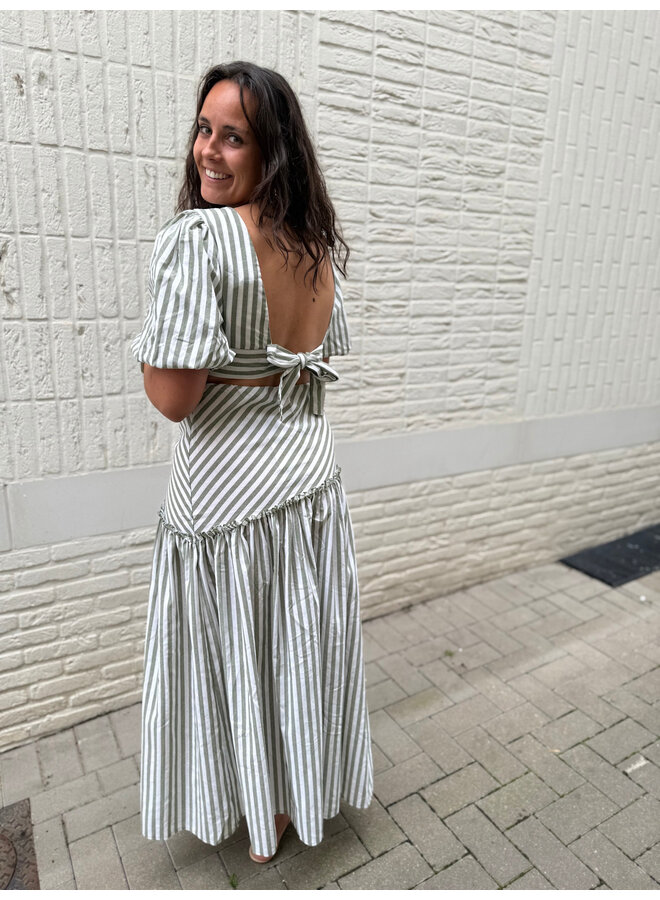 Lina Striped Set Skirt + Top Green