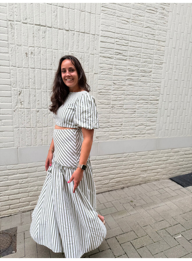 Lina Striped Set Skirt + Top Green