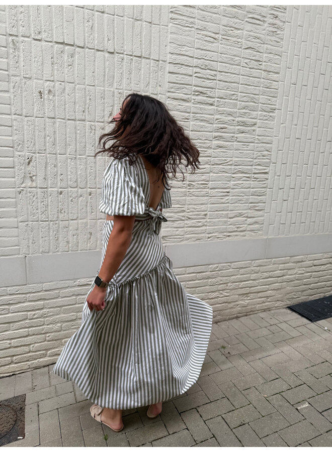 Lina Striped Set Skirt + Top Green