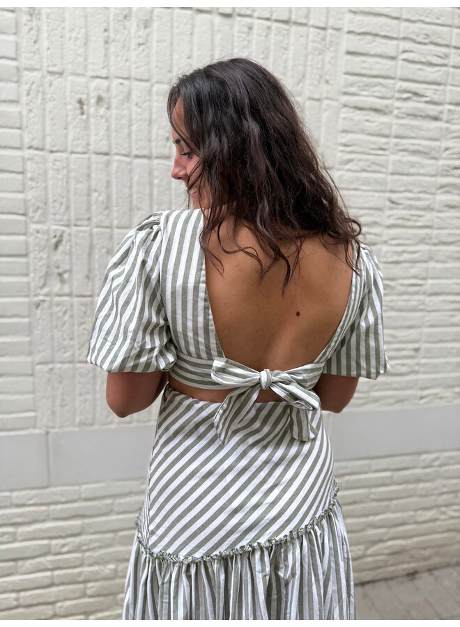 Lina Striped Set Skirt + Top Green