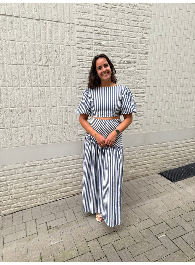 Lina Striped Set Skirt + Top Blue