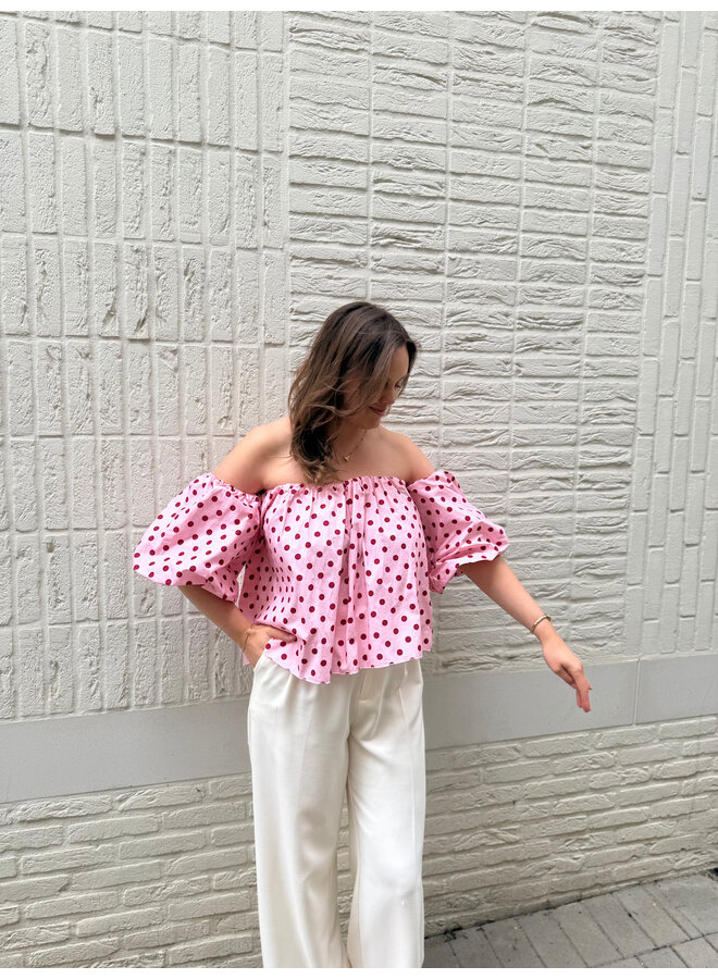 Flo Polka Dot Off Shoulder Top